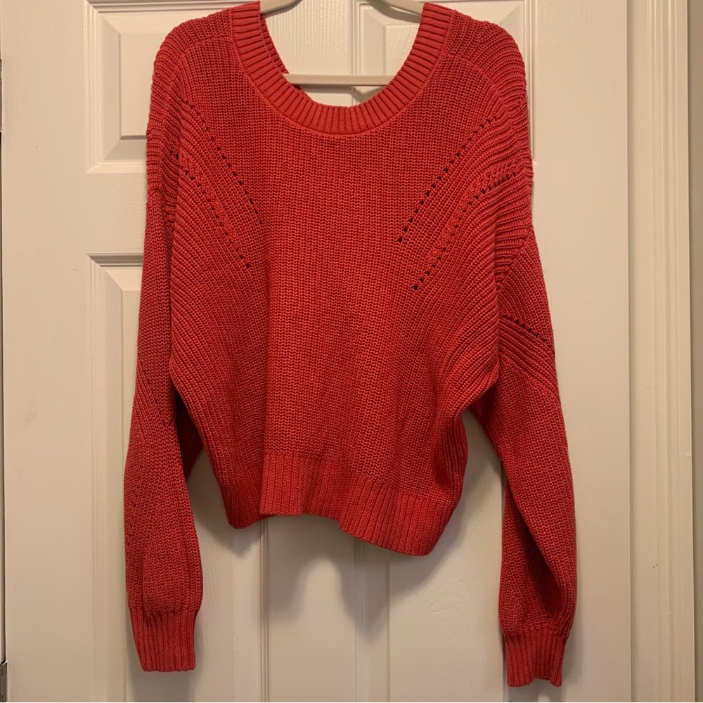 Lucky Brand V back cable knit sweater.